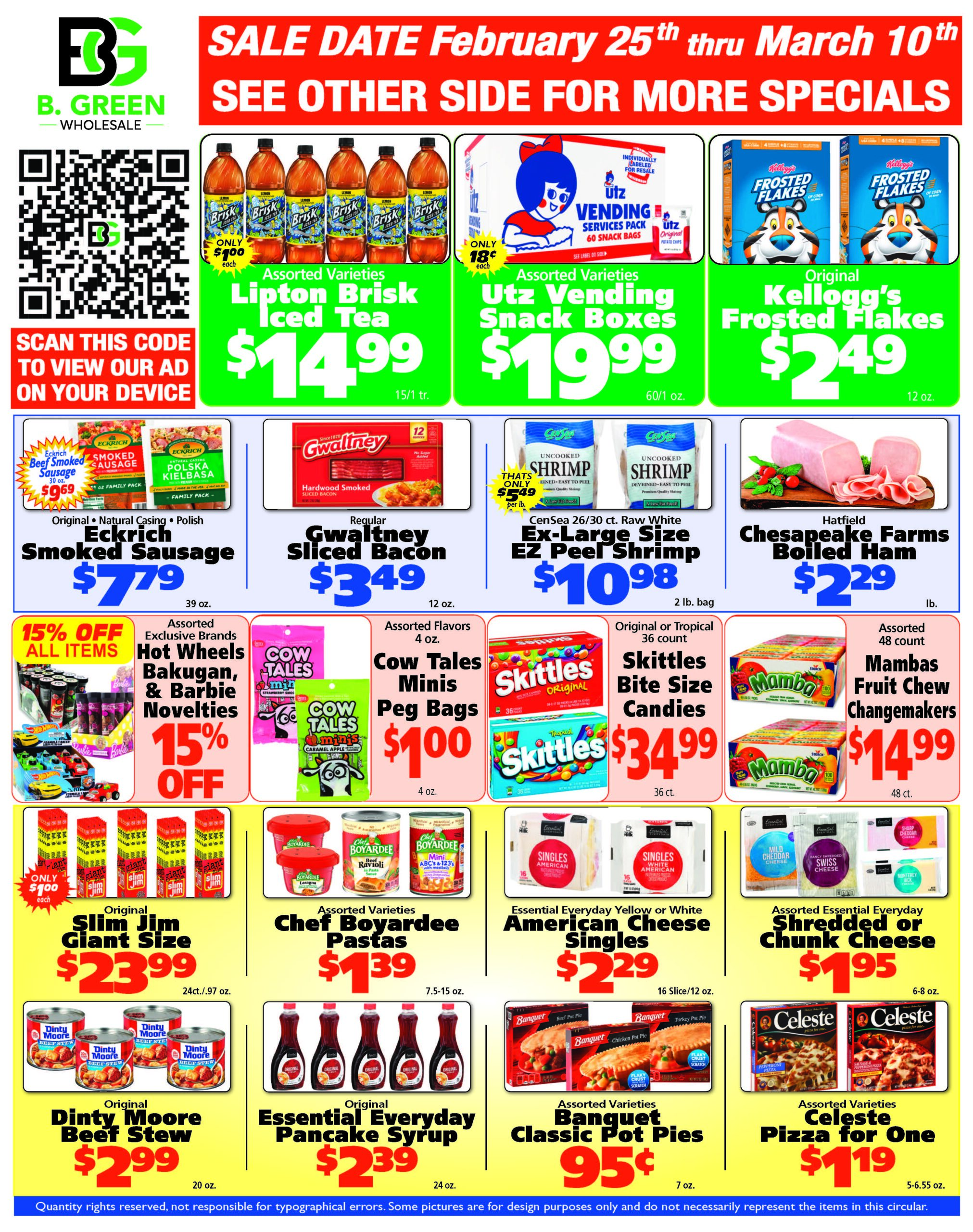 B Green Weekly Specials