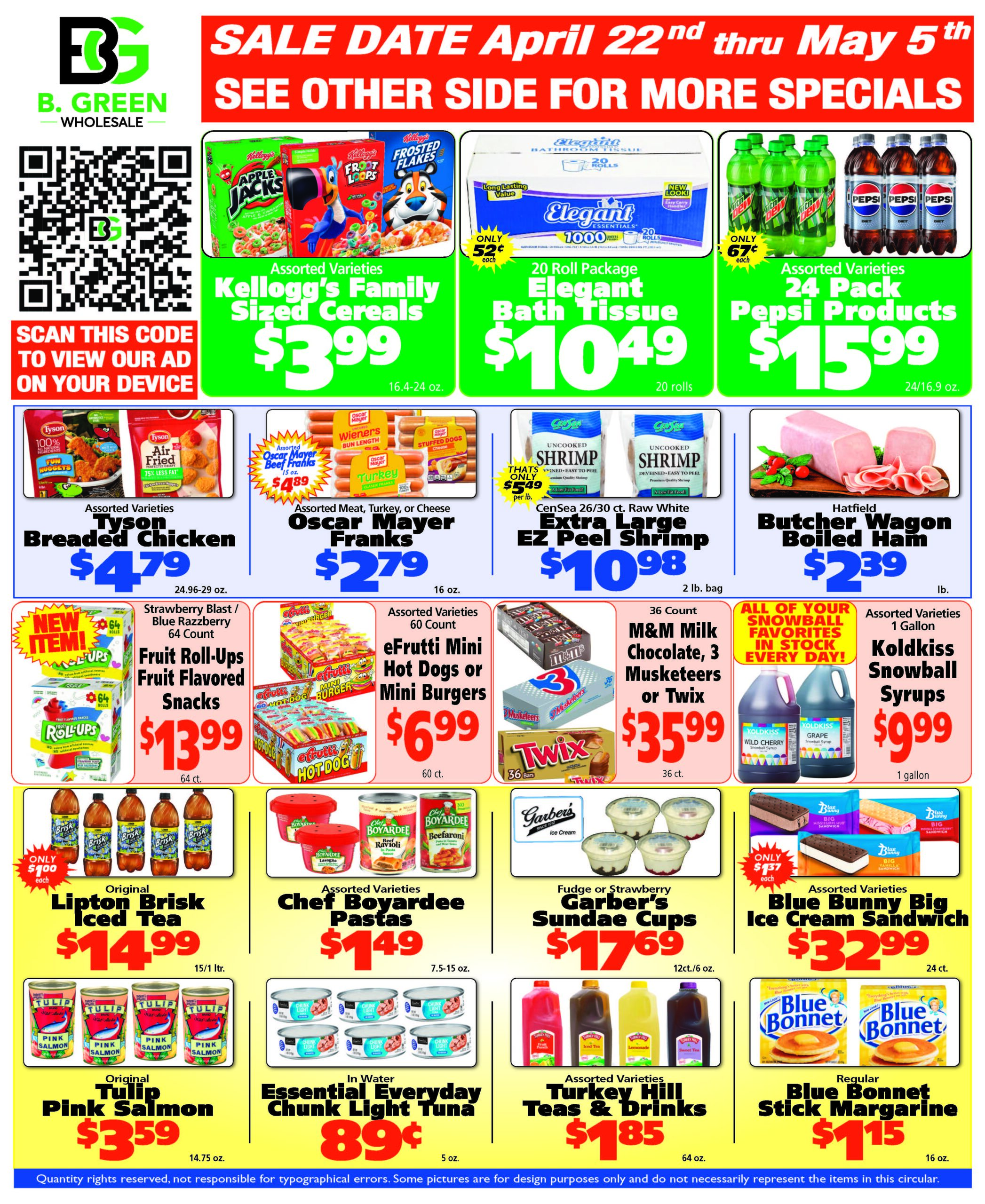 B Green Weekly Specials