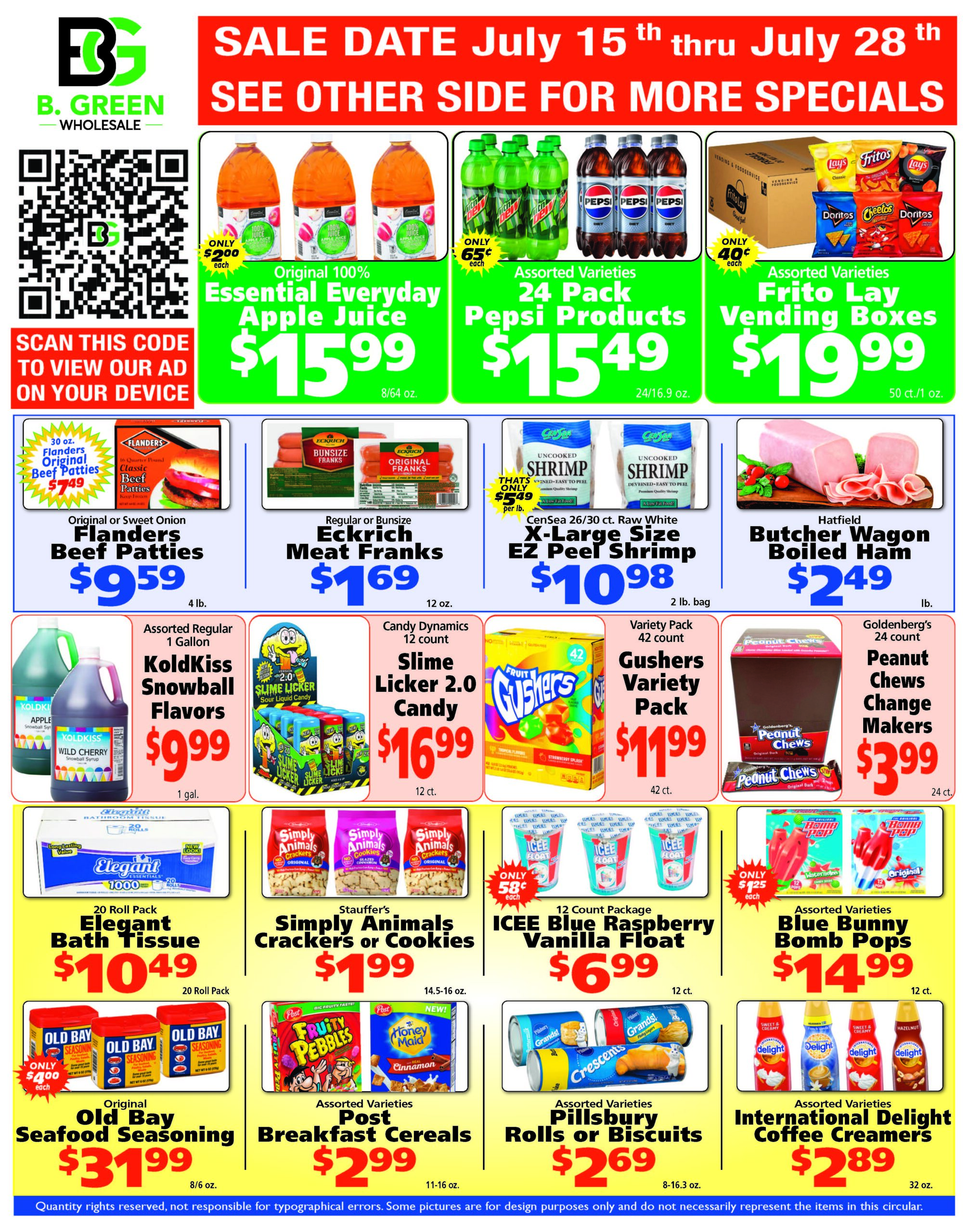 B Green Weekly Specials